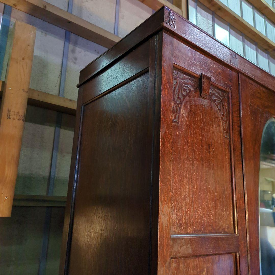 英国アンティーク◆オーバル姿見付きワードローブ イギリス ビンテージ家具