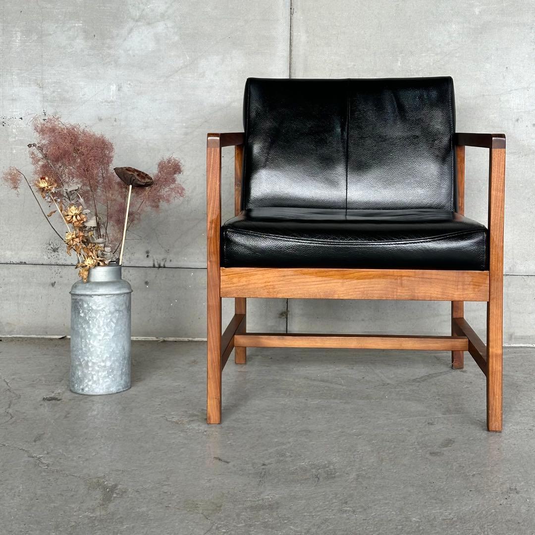 SHIGIYAMA ウォールナット ミッドセンチュリー アームチェア 天然皮革