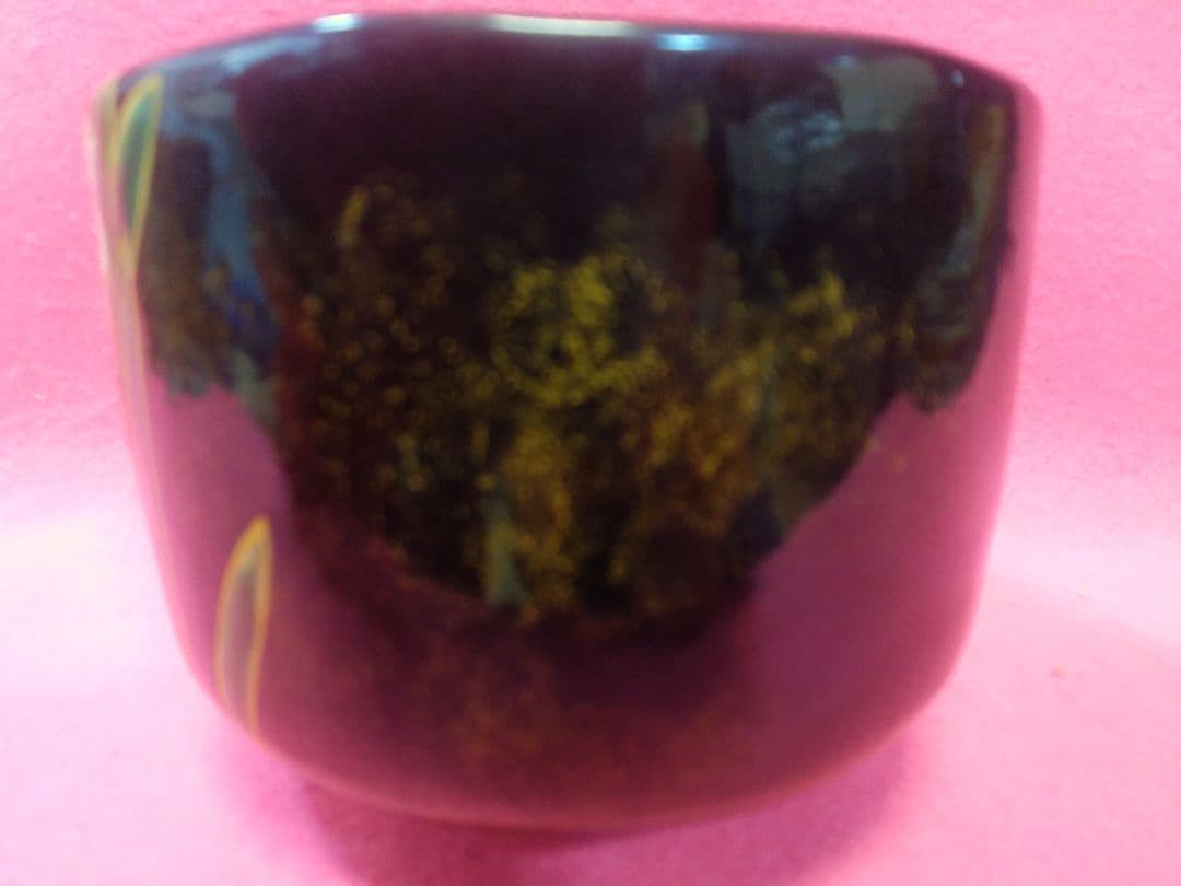 抹茶茶碗 乾山山崎窯 浅野 紫仙作 乾山写し 水仙絵 楽焼 茶器 茶道具