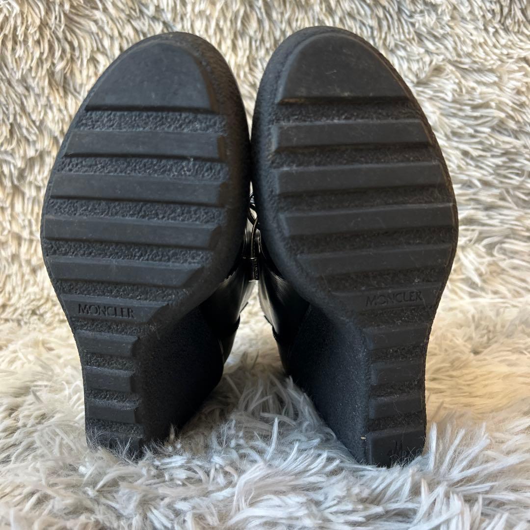 【美品】MONCLER レザー ウェッジソール ショートブーツ 36サイズ