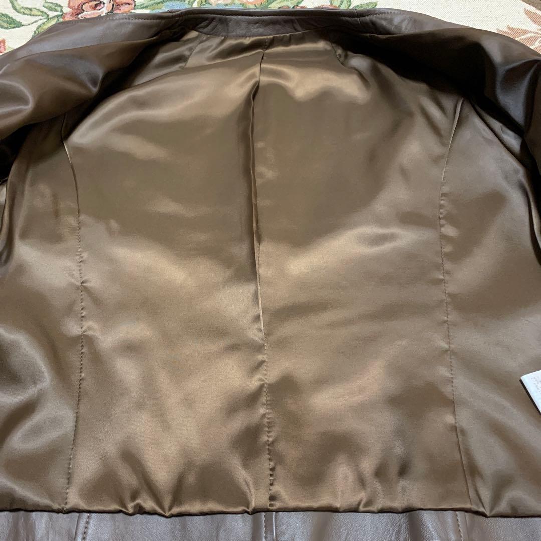 羊革　ノーカラーレザージャケット