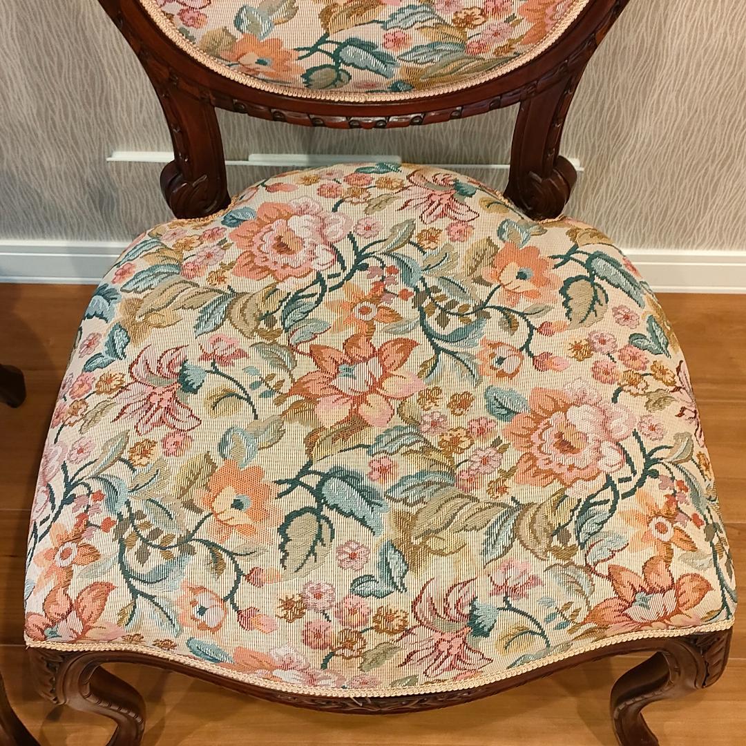 アンティークチェア　猫脚　ロココ様式　ダイニングチェア　2脚セット