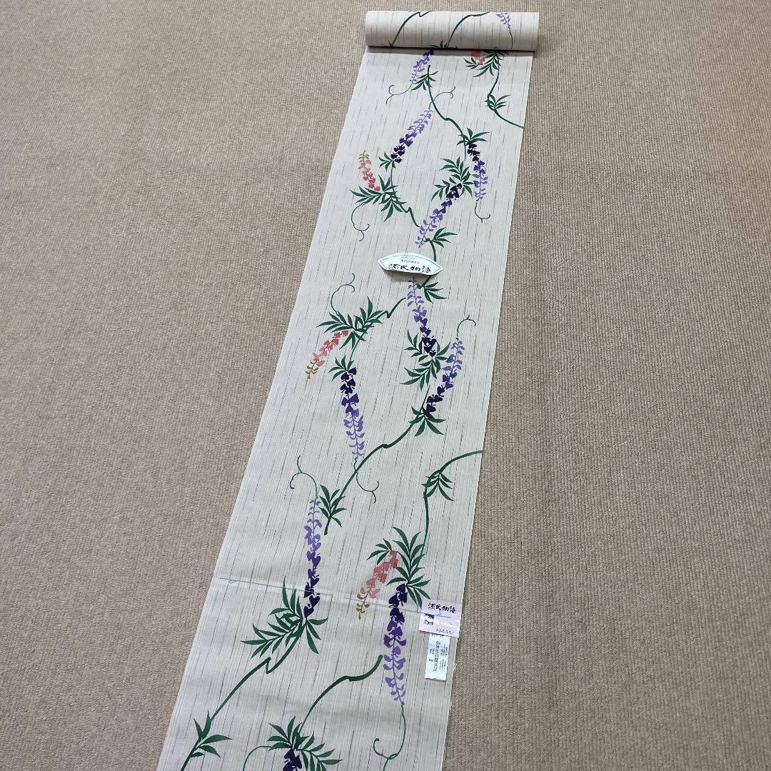 新品 反物 源氏物語 おしゃれゆかた さわらび 浴衣 麻綿 夏着物 注染 日本製