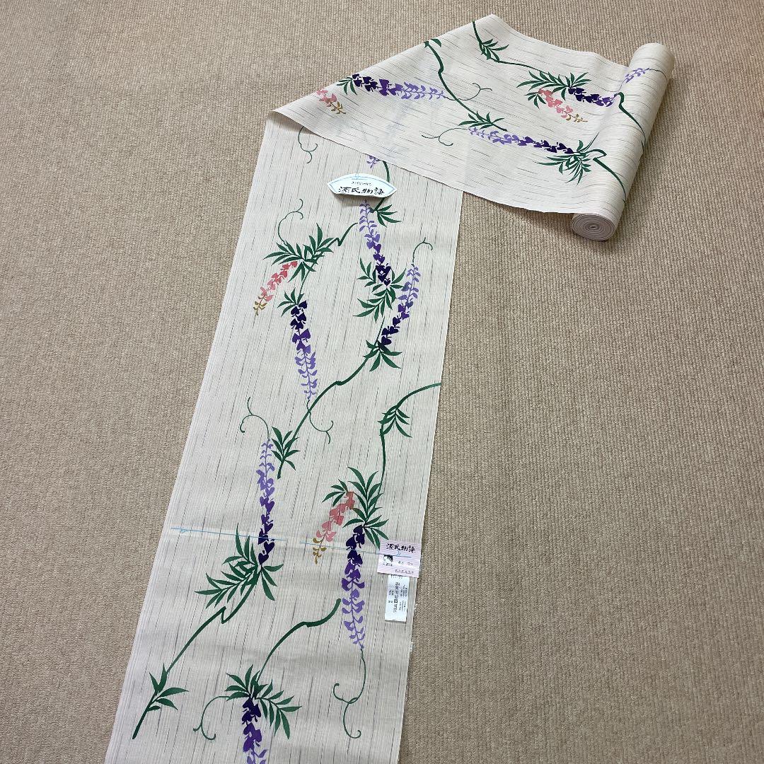 新品 反物 源氏物語 おしゃれゆかた さわらび 浴衣 麻綿 夏着物 注染 日本製