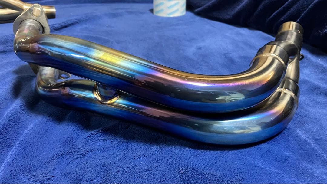 【美品】OverRacingフルチタンメガホンマフラーエンド焼き有ZX25R用