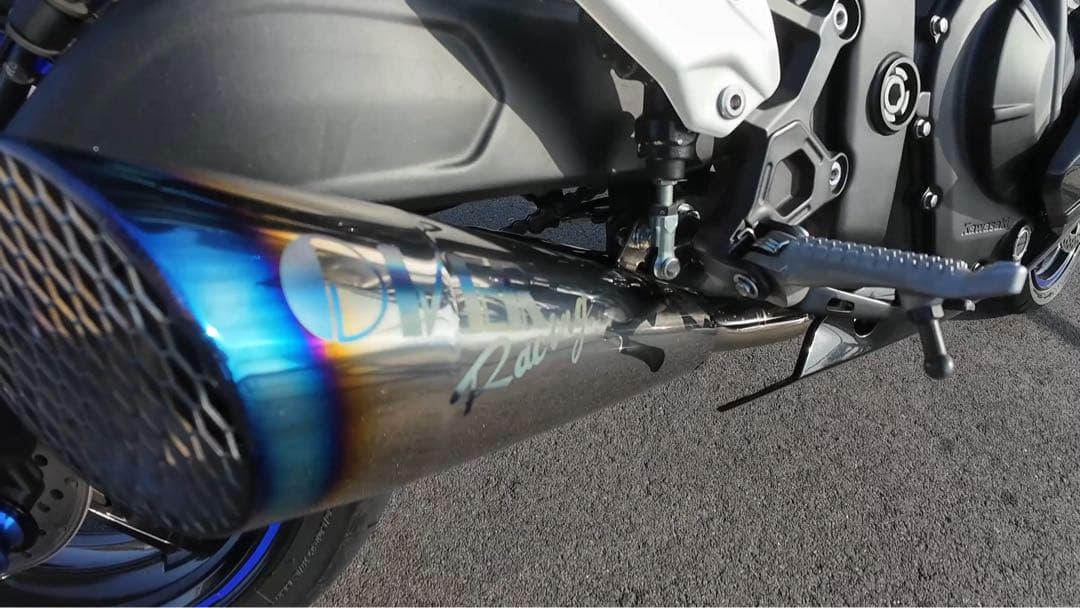 【美品】OverRacingフルチタンメガホンマフラーエンド焼き有ZX25R用