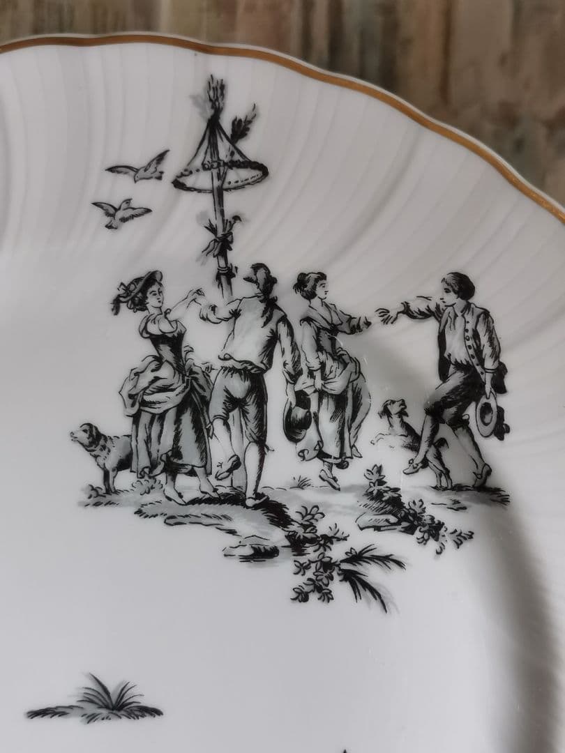 最終1枚☘ヴィンテージ リモージュ ベルナルド トワルドジュイ柄ウェーブφ25㎝