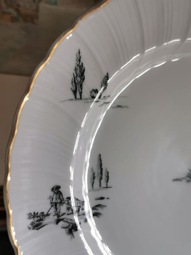 最終1枚☘ヴィンテージ リモージュ ベルナルド トワルドジュイ柄ウェーブφ25㎝