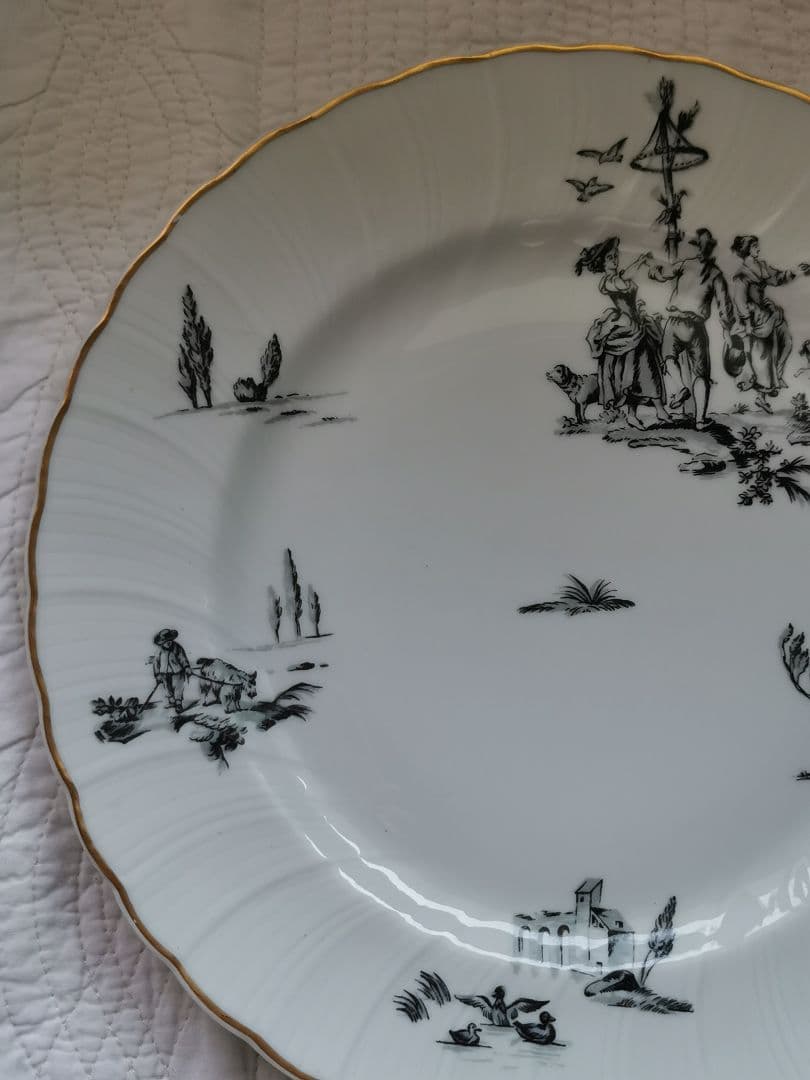 最終1枚☘ヴィンテージ リモージュ ベルナルド トワルドジュイ柄ウェーブφ25㎝