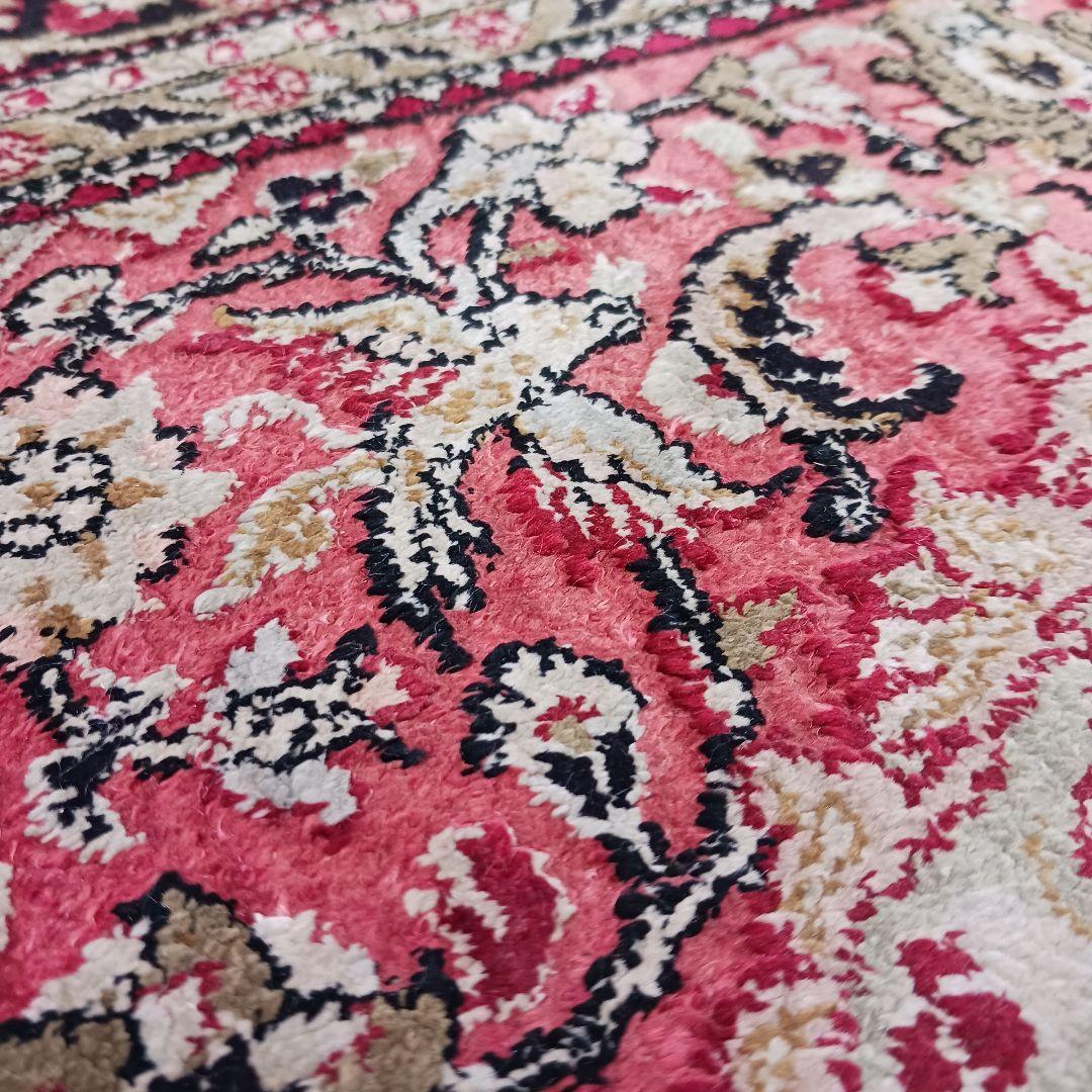 専用 Y3354 高級ペルシャ絨毯 クム シルク100% 手織り メダリオン