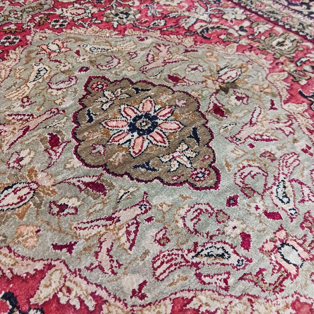 専用 Y3354 高級ペルシャ絨毯 クム シルク100% 手織り メダリオン