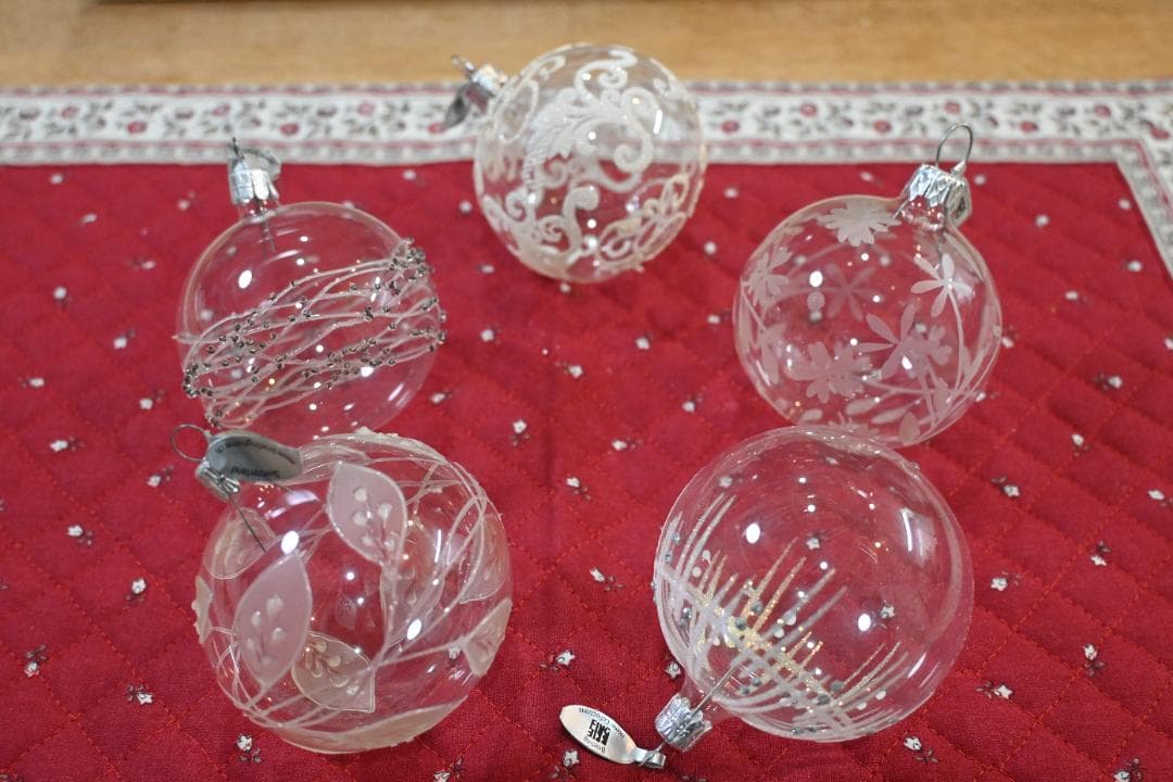 スイス製吹きガラス玉ハンドペイントクリスマスオーナメント 中玉10個セット