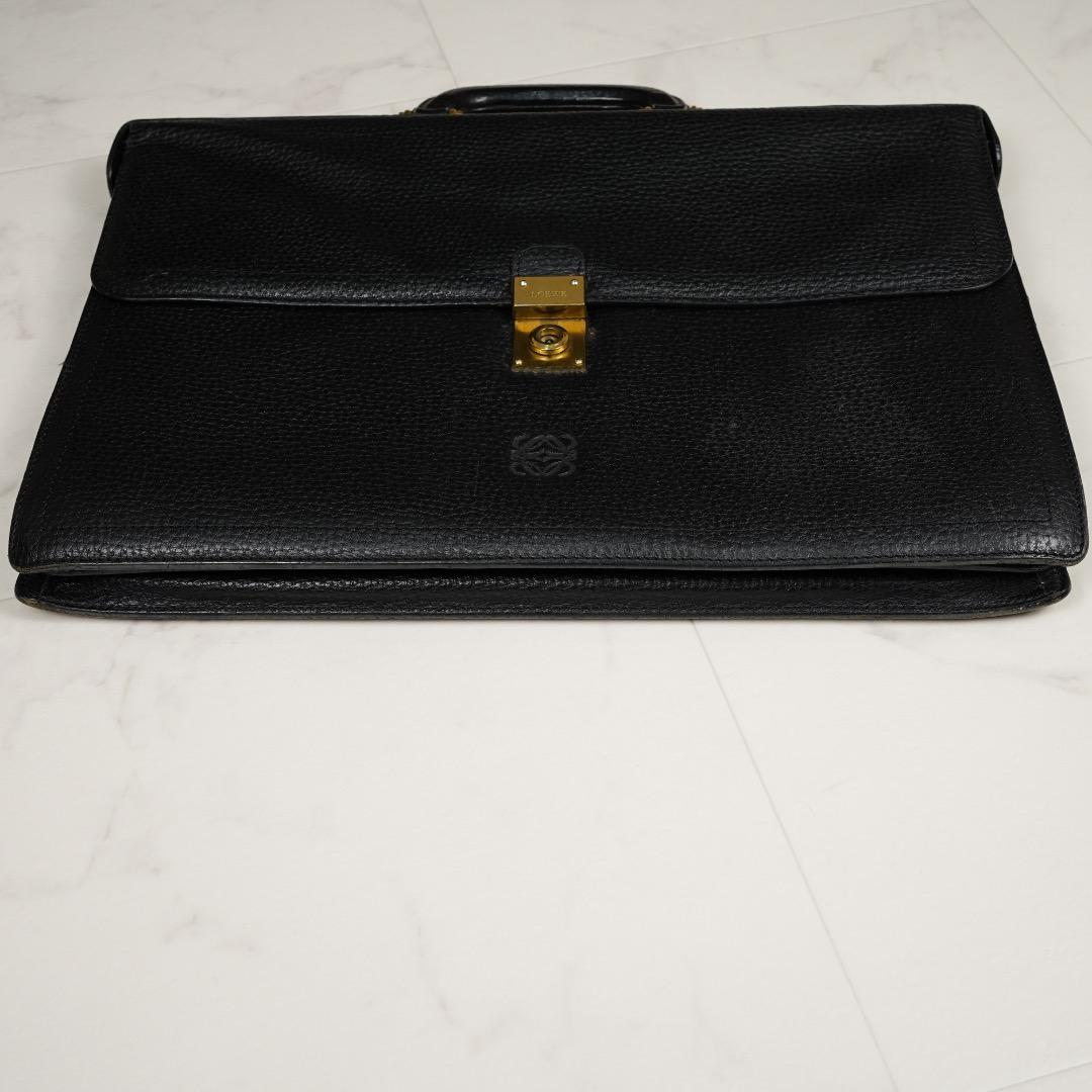 LOEWE ビジネスバッグ ブラック レザー カデナ クロシェット キーx2