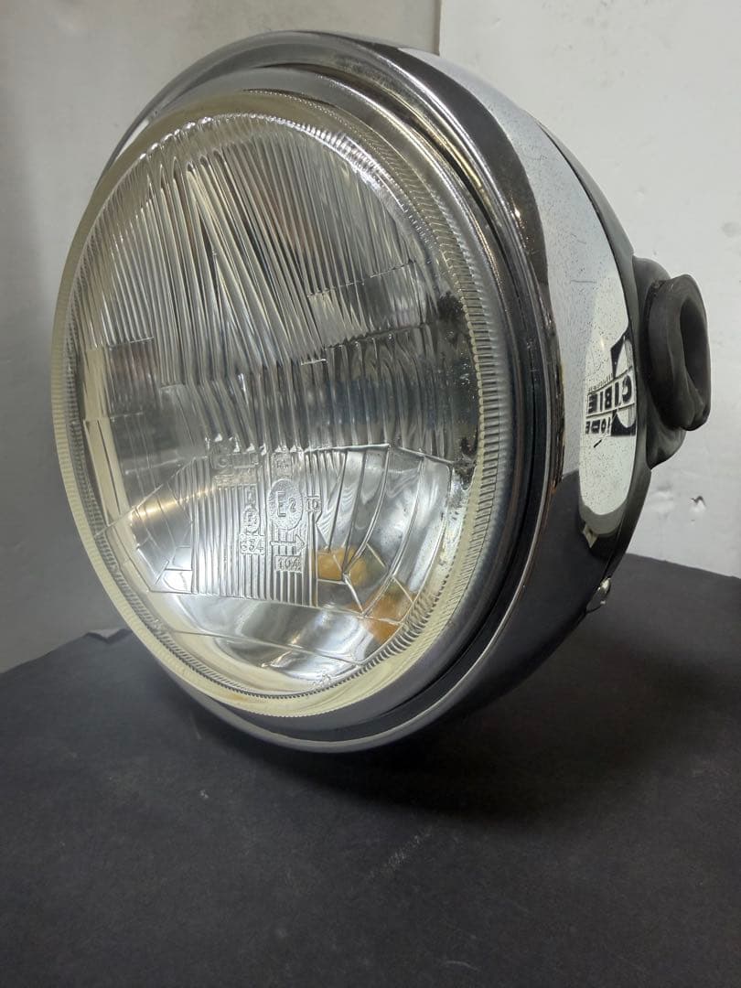 当時物希少シビエ凹みレンズ付きヘッドライト　KH250純正ライトケース付き