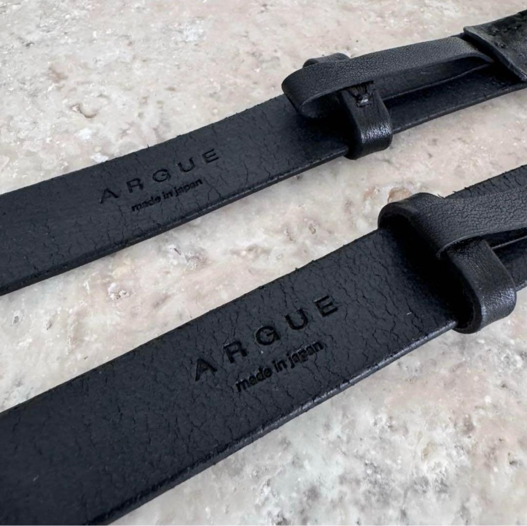 argue ロング　レザー　ベルト　シルバー