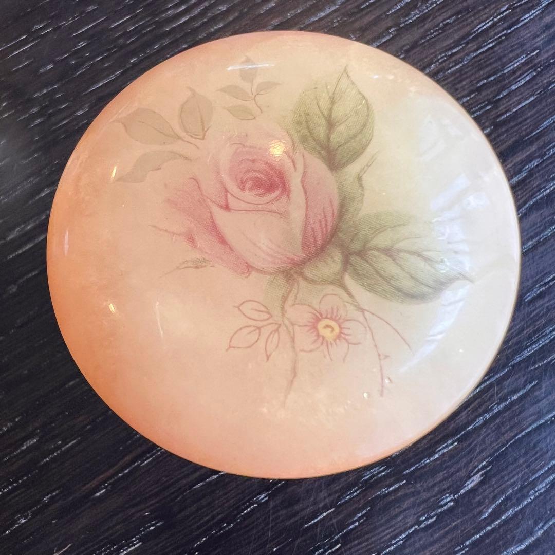 アンティーク　アラバスターバラ模様のオレンジ色アクセサリーケース　２個セット