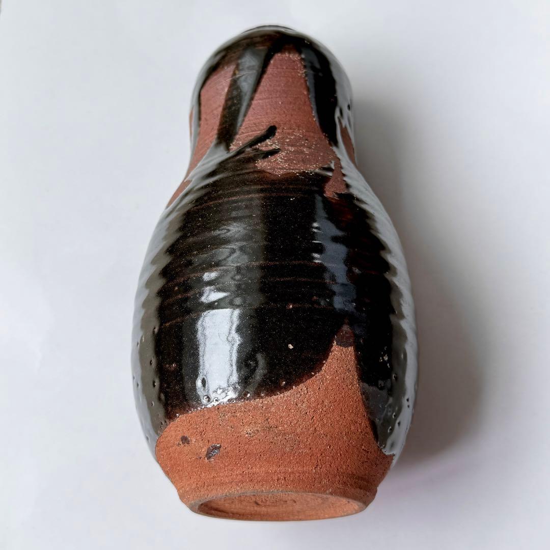 六代 清水六兵衛 黒釉 花瓶 清水焼