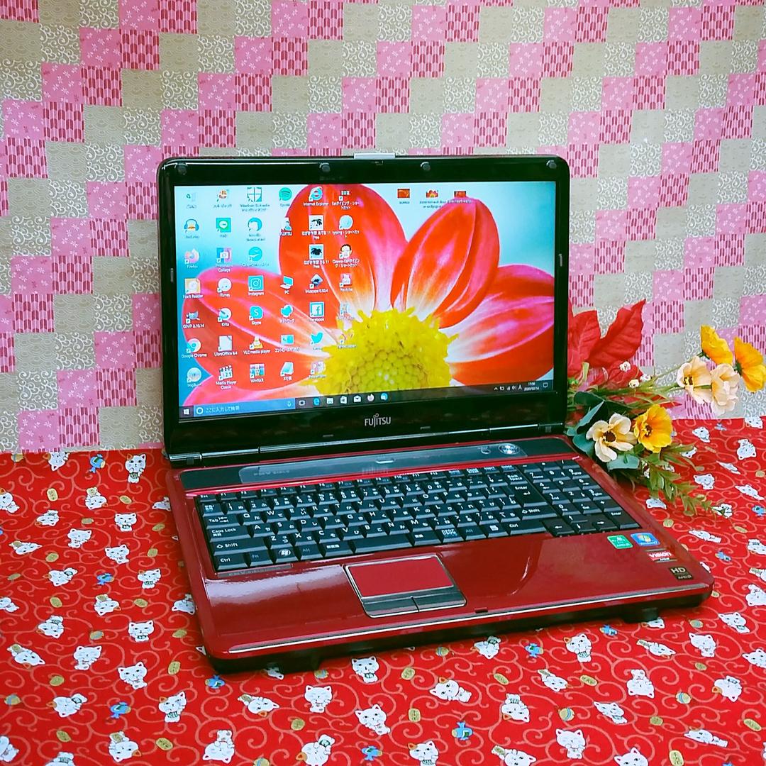 レッド富士通/HDD320GB！新型Win10！ソフト多数