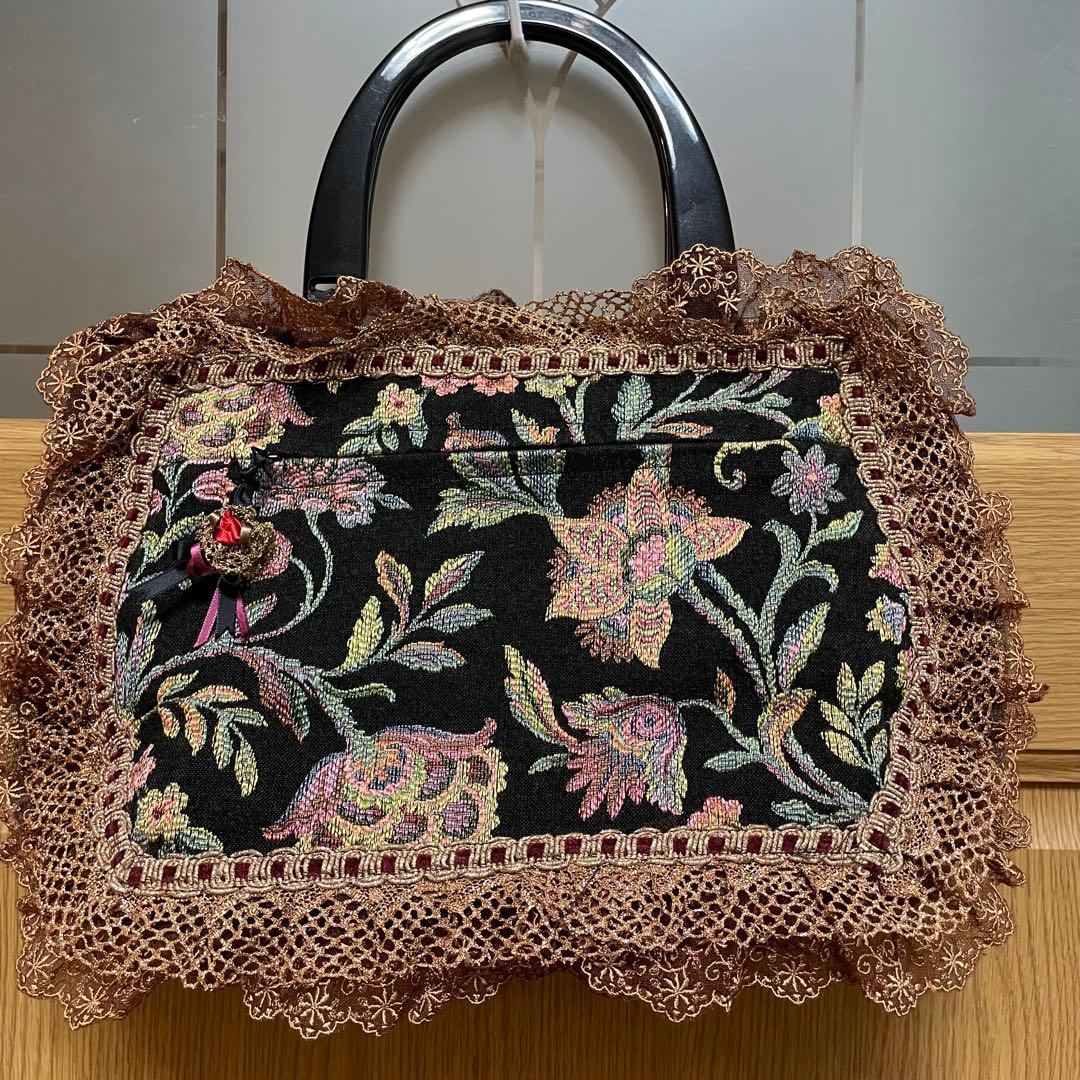 【希少、未使用品】Cimaki ちまき　両面ゴブラン生地使用　　ハンドバック