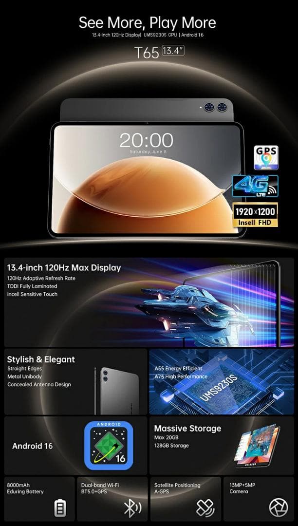 TECLAST T65 Android タブレット13.4インチ