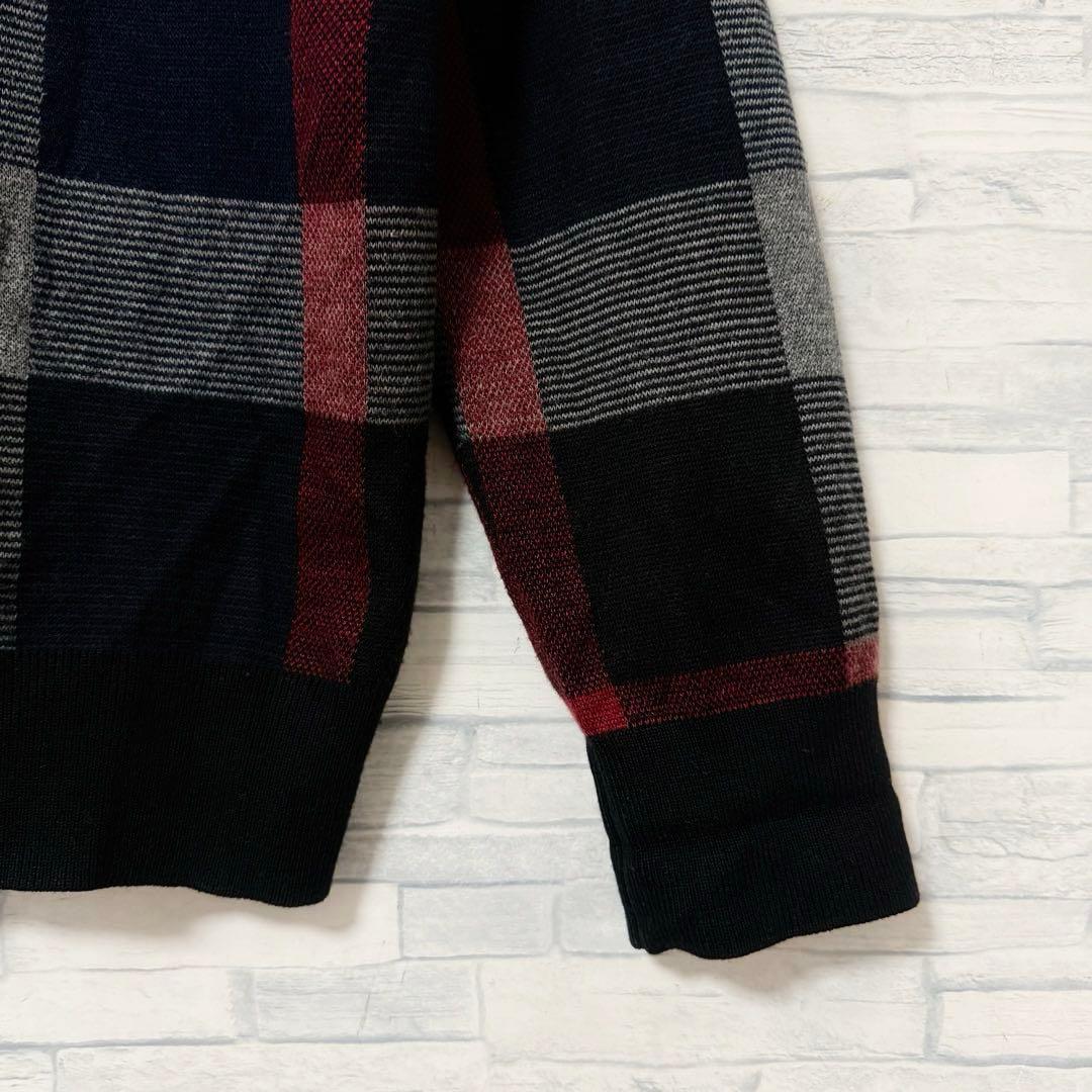 【美品】ブラックレーベルクレストブリッジ チェック ニットセーター 刺繍ロゴ L