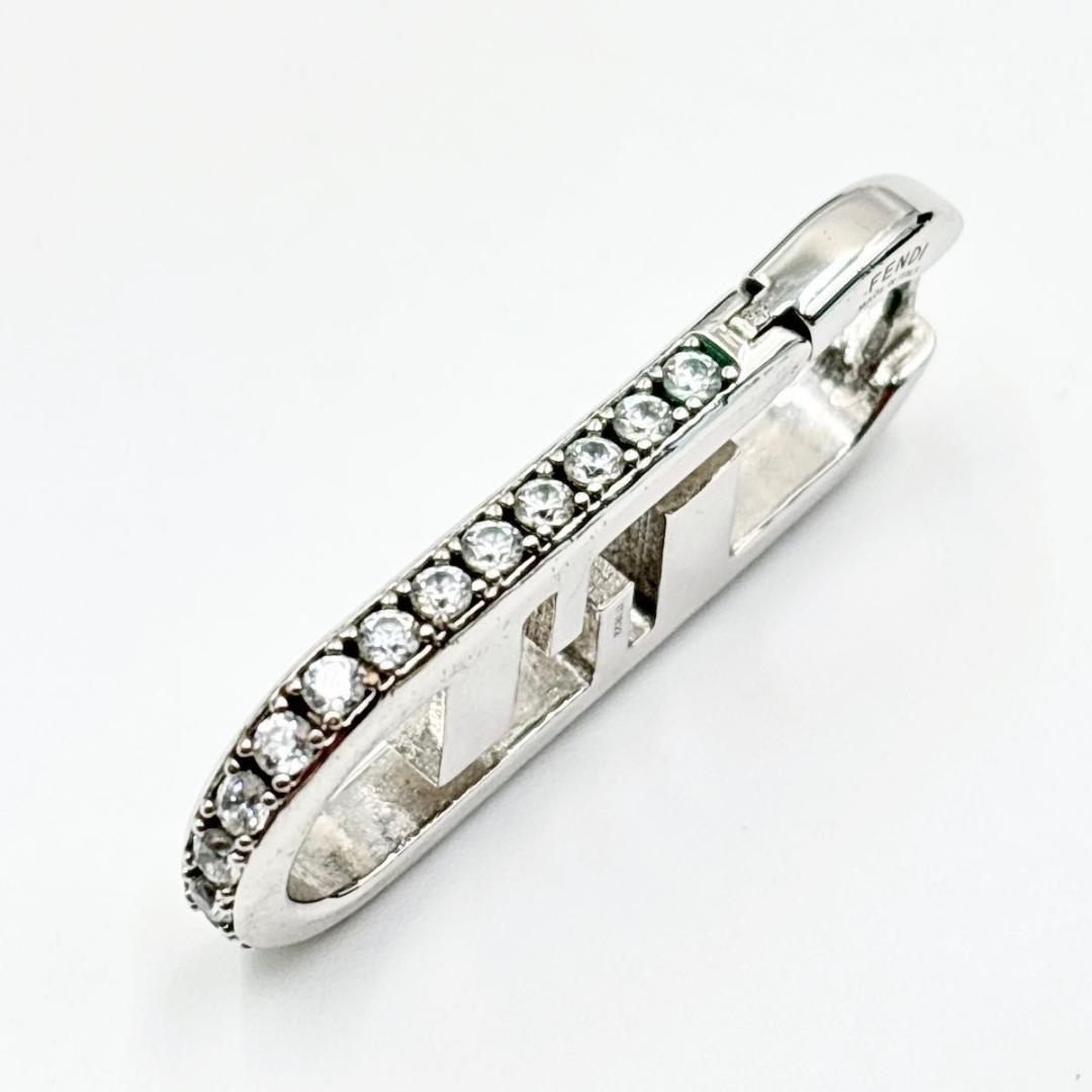 FENDI フェンディ オーロック ラインストーン シン シルバー　ピアス