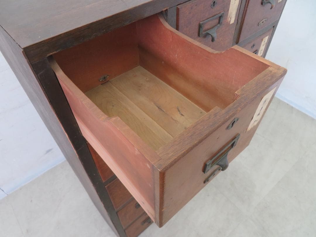 ヴィンテージ■3列5段薬箪笥■古家具■小引き出し■ネームプレート■レトロ