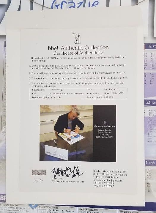ロベルト・バッジョ　ロベルト・バッジオ　バッジョ　バッジオ　直筆サイン　サイン