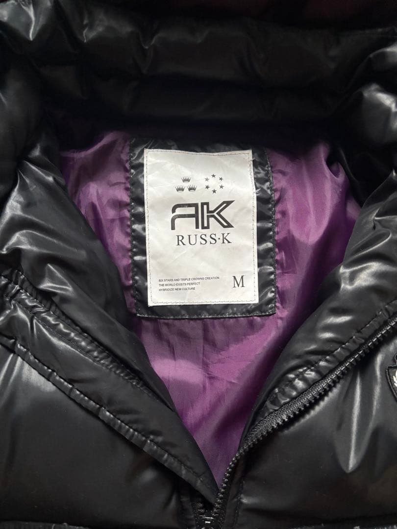 RUSS-K 光沢　黒　ファーダウンジャケット　y2k グランジ　平成　お兄系