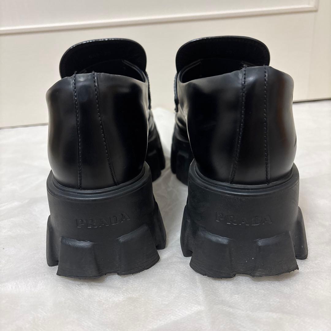 【美品】PRADA プラダ モノリス レザー ローファー プラットフォーム 厚底