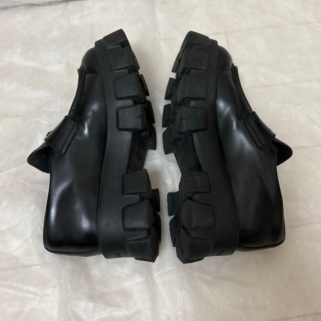 【美品】PRADA プラダ モノリス レザー ローファー プラットフォーム 厚底