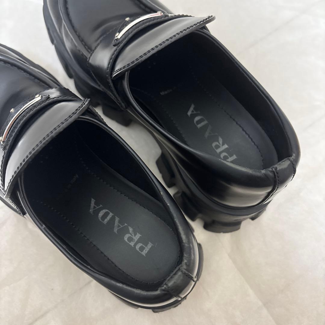 【美品】PRADA プラダ モノリス レザー ローファー プラットフォーム 厚底