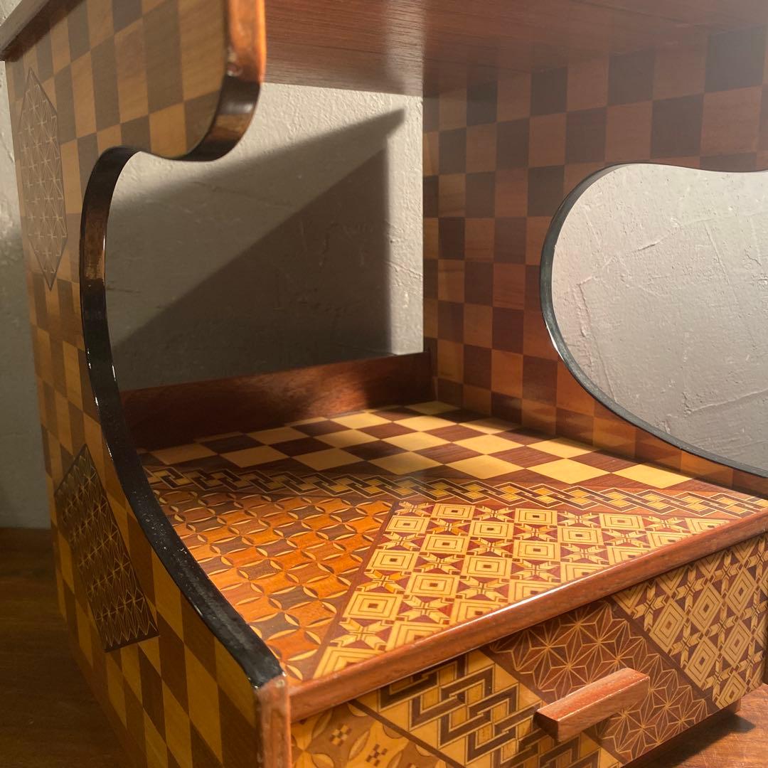 伝統工芸 寄木細工 小引き出し 棚付き ミニ箪笥 収納 小家具 レトロ