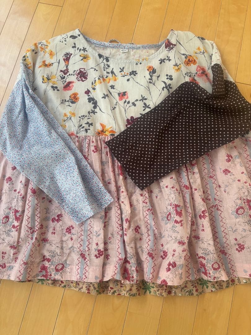 45R インドカディのフラワーミックスプリントブラウス