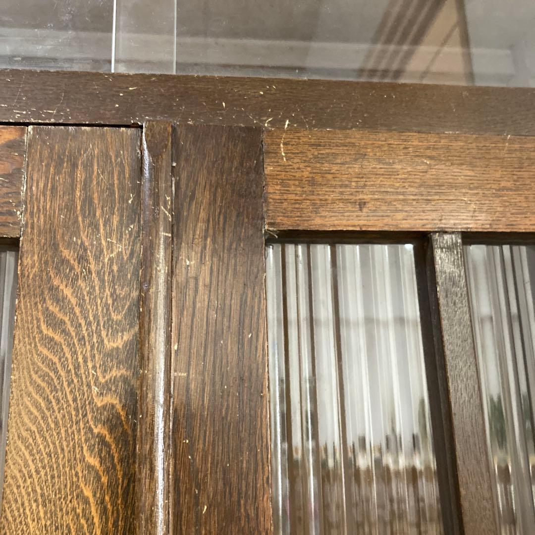 昭和レトロ　木製ガラス扉付き本棚