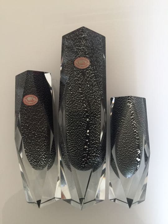 ベネチアンMURANOムラーノ イタリア　花瓶　クリスタル花瓶３点セット