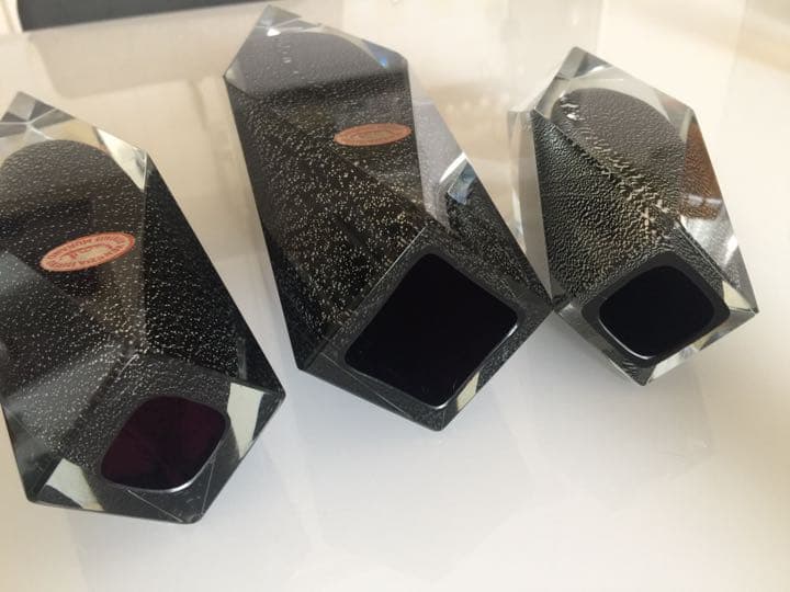 ベネチアンMURANOムラーノ イタリア　花瓶　クリスタル花瓶３点セット