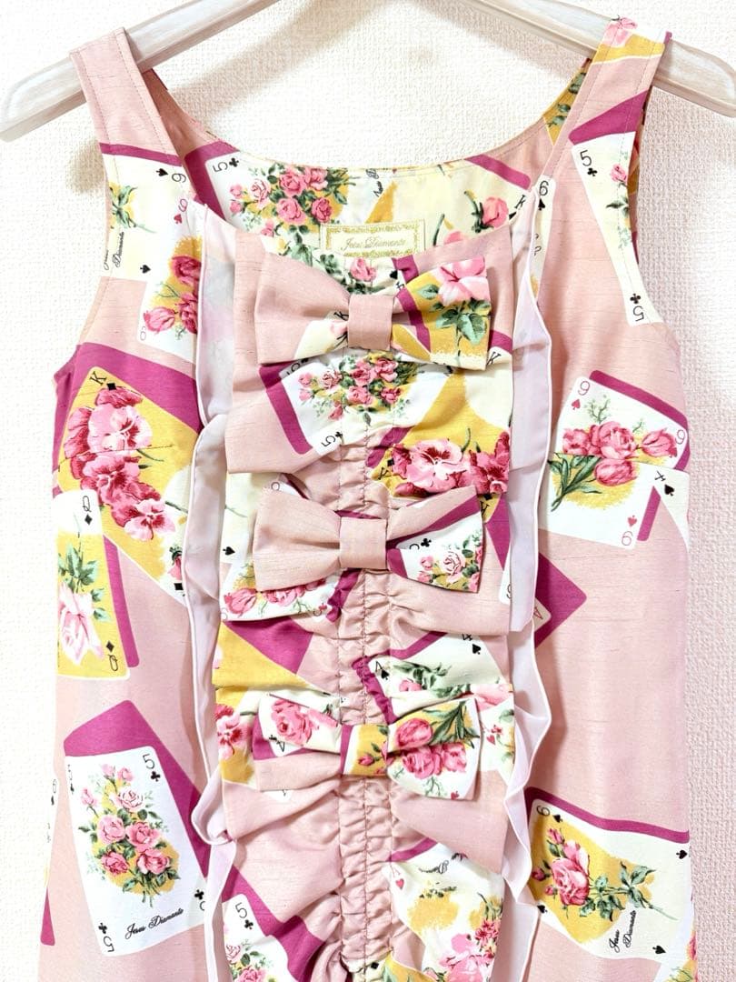 ジーザスディアマンテ　トランプ薔薇柄フリルリボンワンピース　姫系　ロリータ