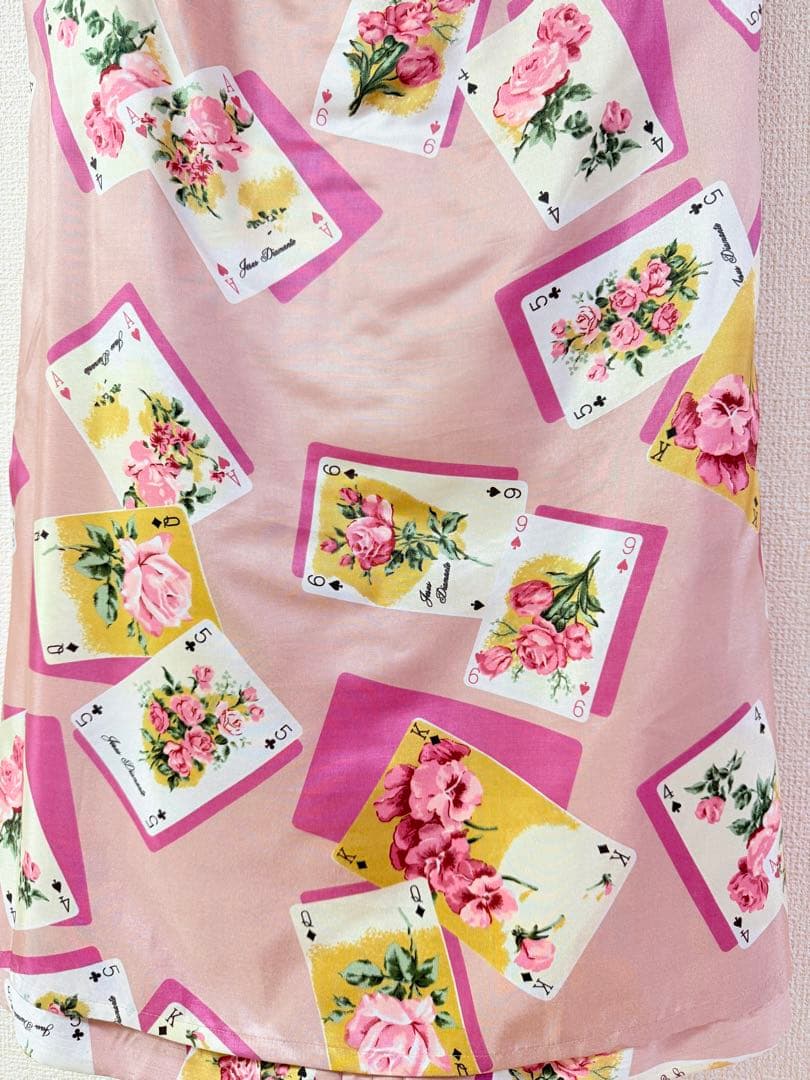 ジーザスディアマンテ　トランプ薔薇柄フリルリボンワンピース　姫系　ロリータ