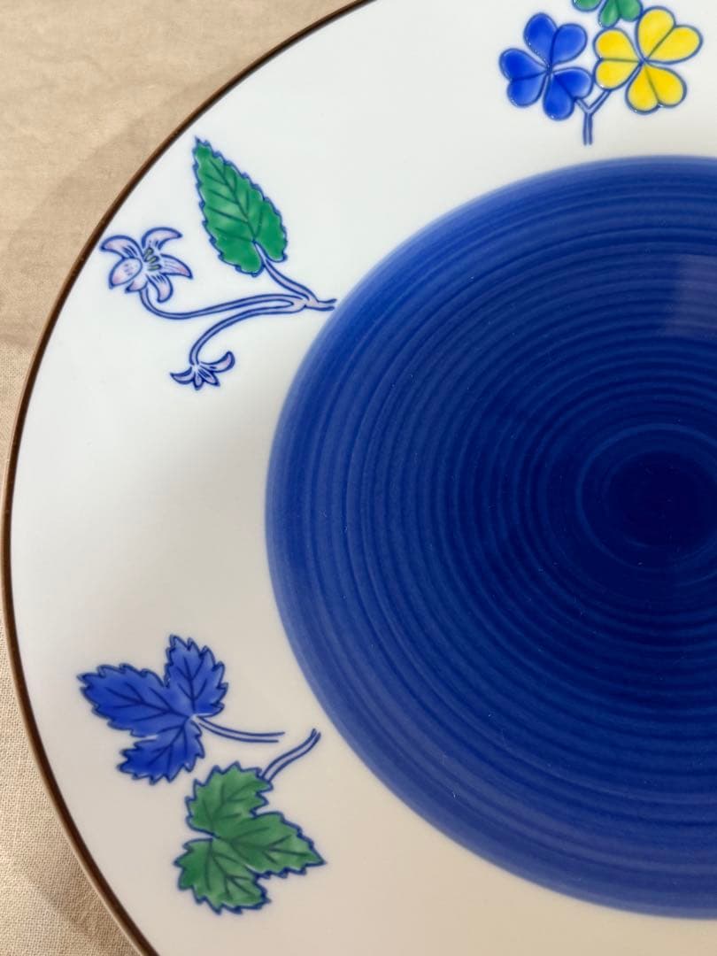 深川製磁　高級ライン　百年庵　大皿　豆彩草葉文　1枚 木箱入り