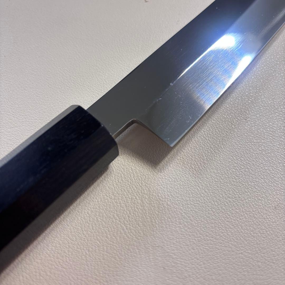 【特価限定】270mm 切付柳刃包丁 鏡面　黒檀八角柄 刺身包丁 「全鋼」'ᙁ