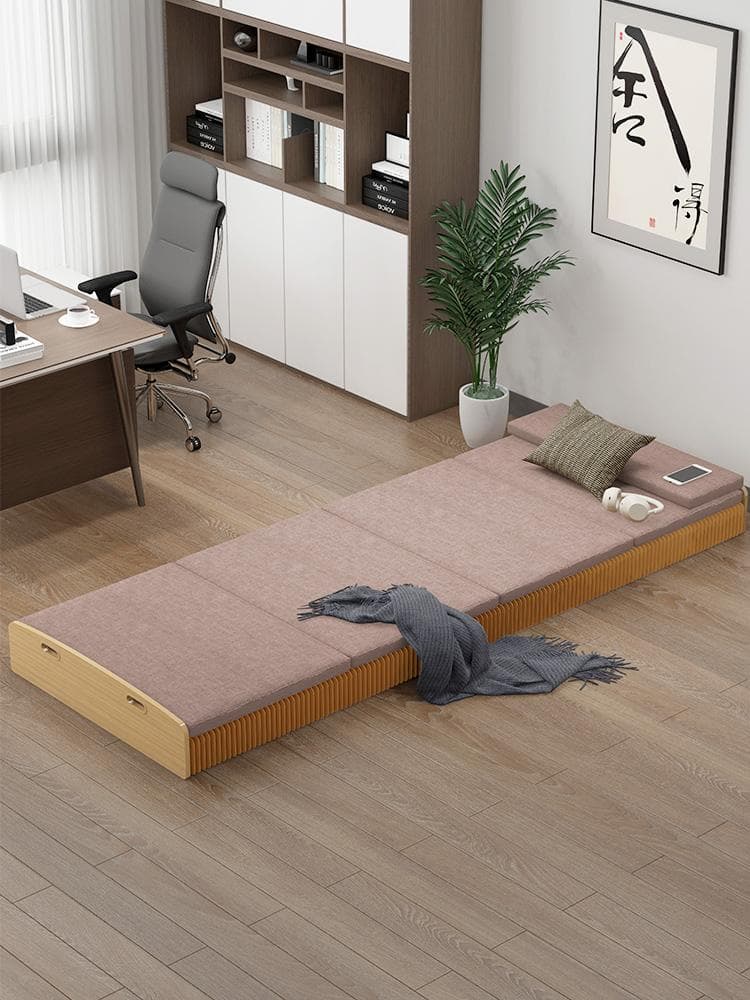 ペーパー折りたたみベッド幅120㎝高さ33㎝組立不要マットレス付き 一人暮らし