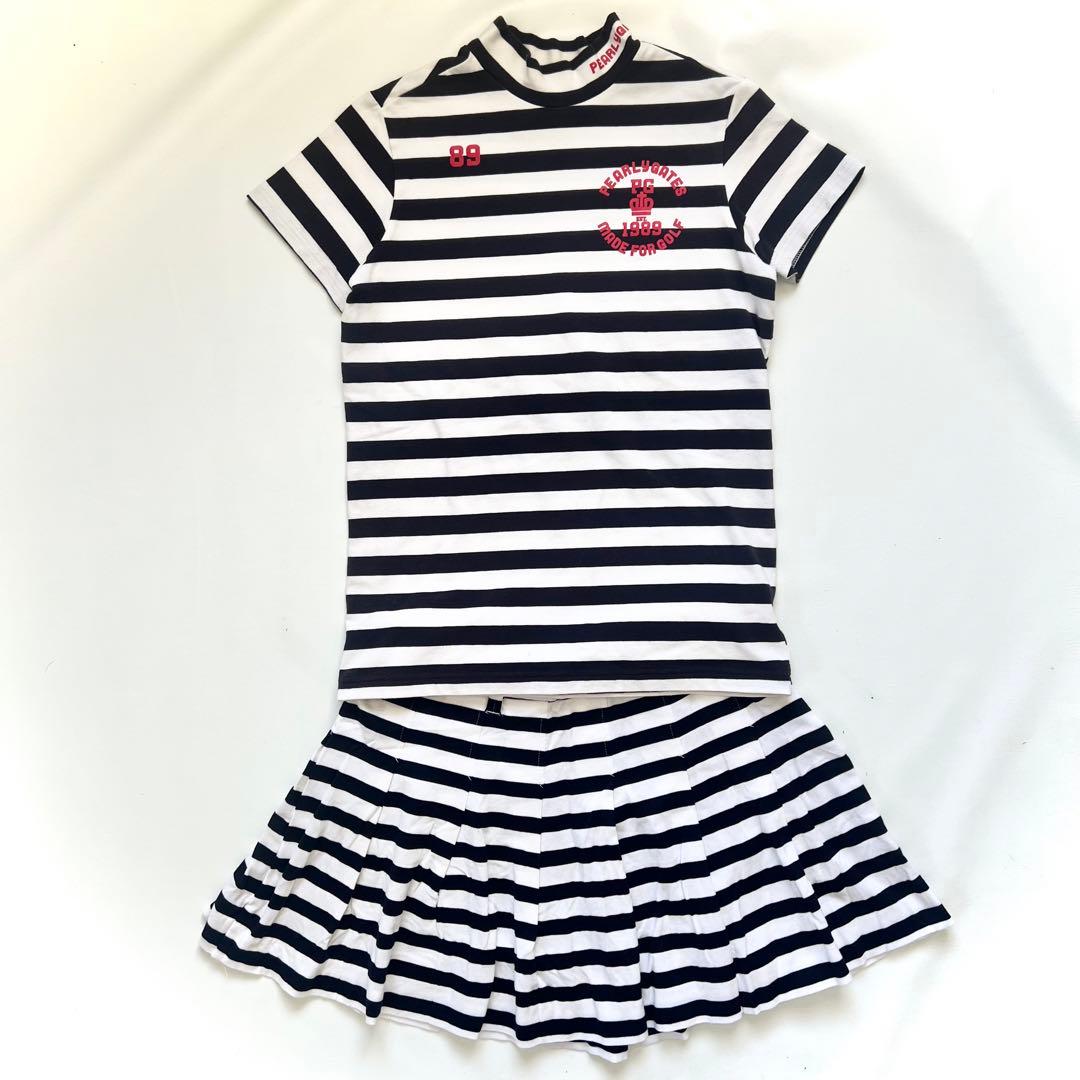 PearlyGates パーリーゲイツ　ボーダー　セットアップ　スカート フリル