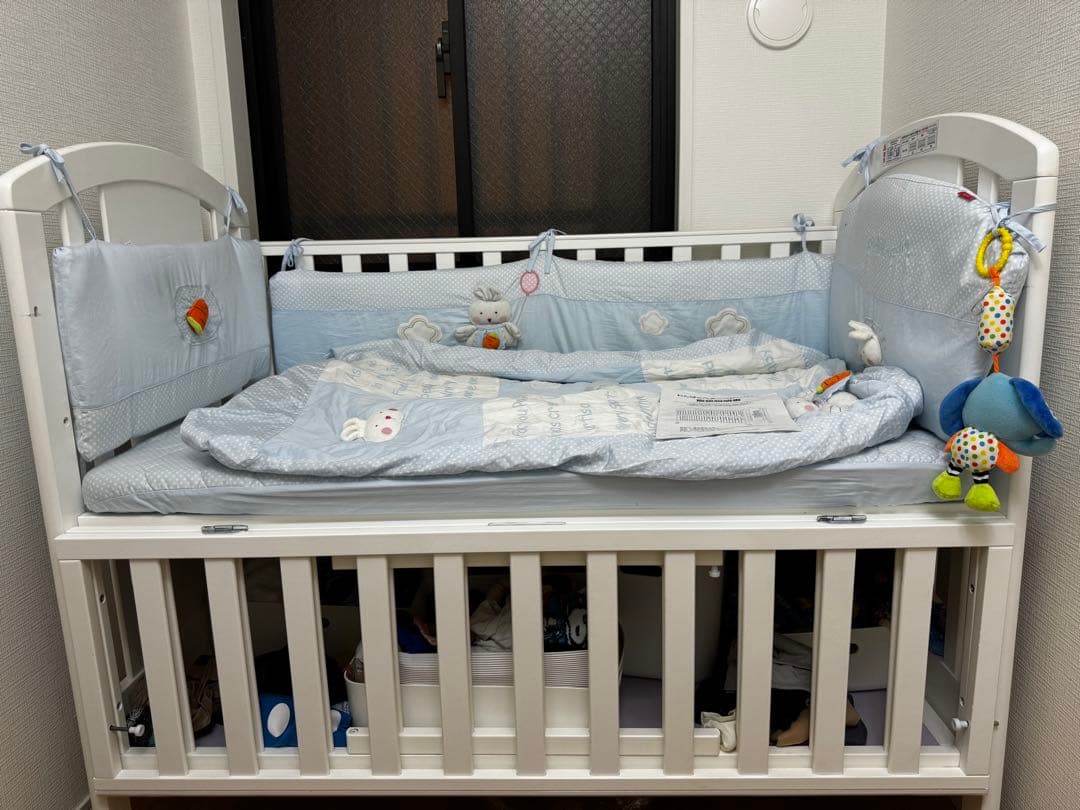 み*る様 ビーベッド 7点セット 5WAY マットレス 布団付 ベッドガード付き