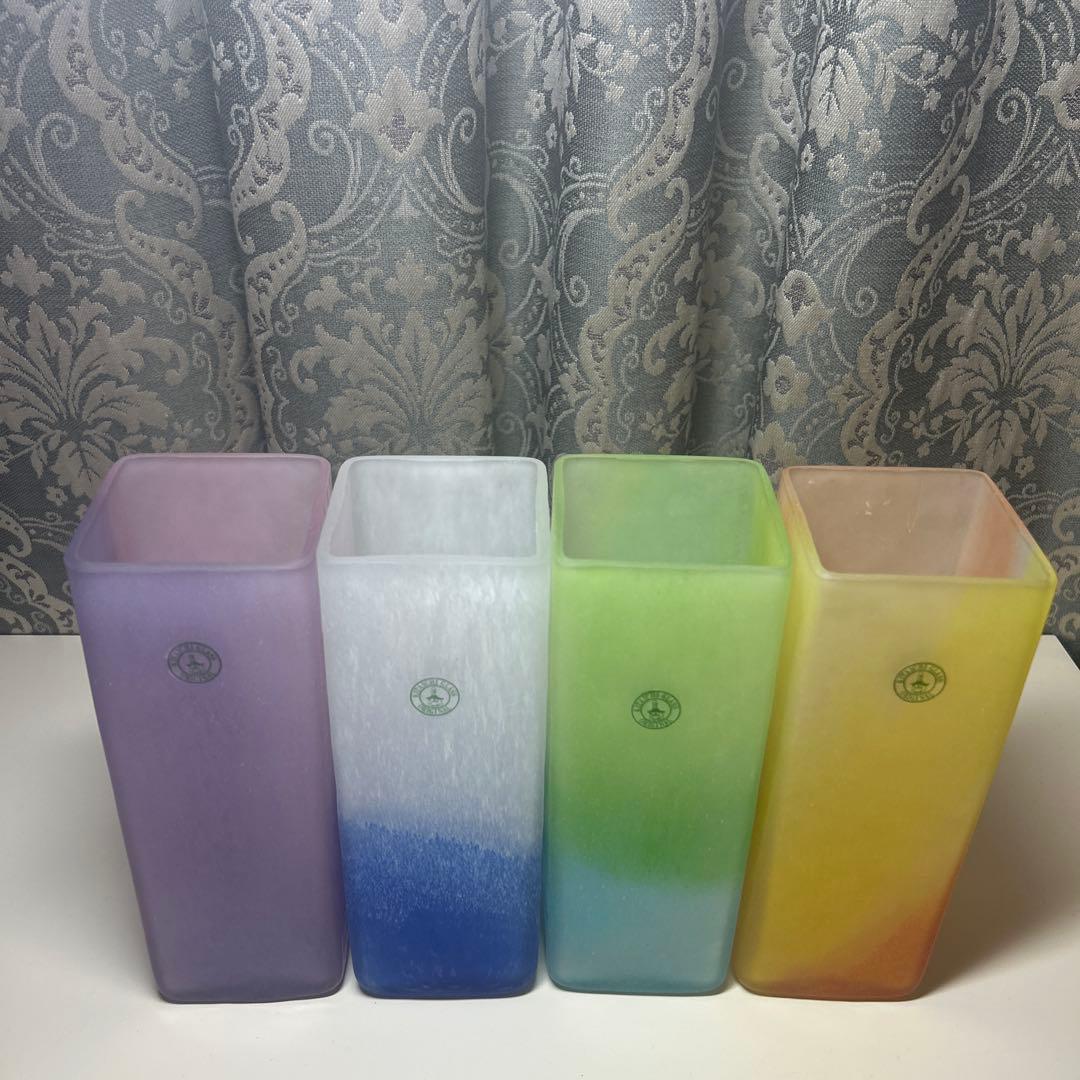 北一硝子 花瓶 角型 4点セット ＊花器 四角