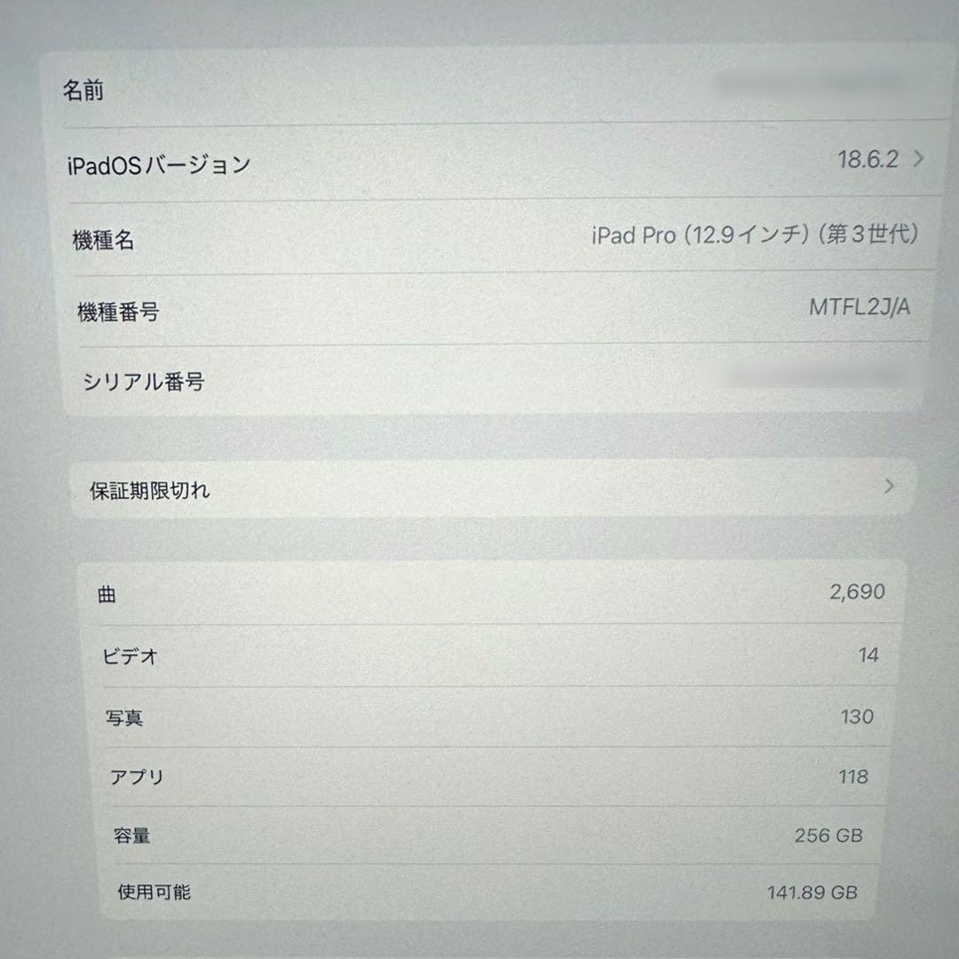 【美品】iPad Pro 第3世代256GB 12.9インチ Wi-Fiモデル
