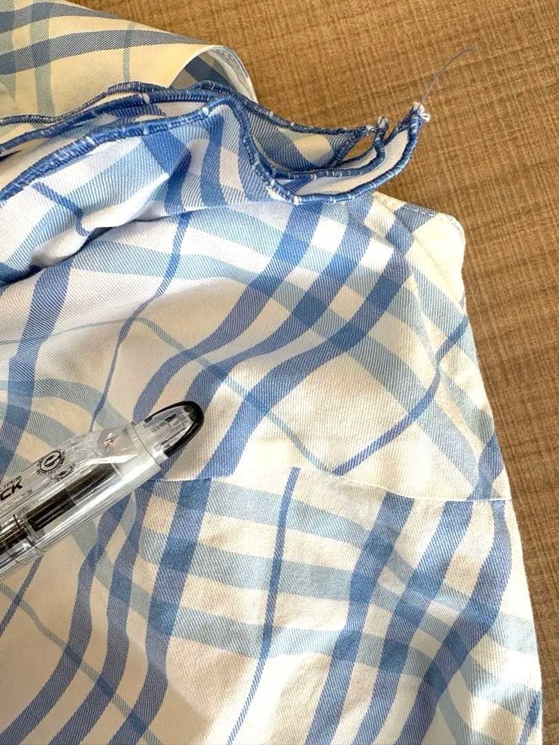 【希少】バーバリーブルーレーベル水色チェック フリルブラウス 38★激レア