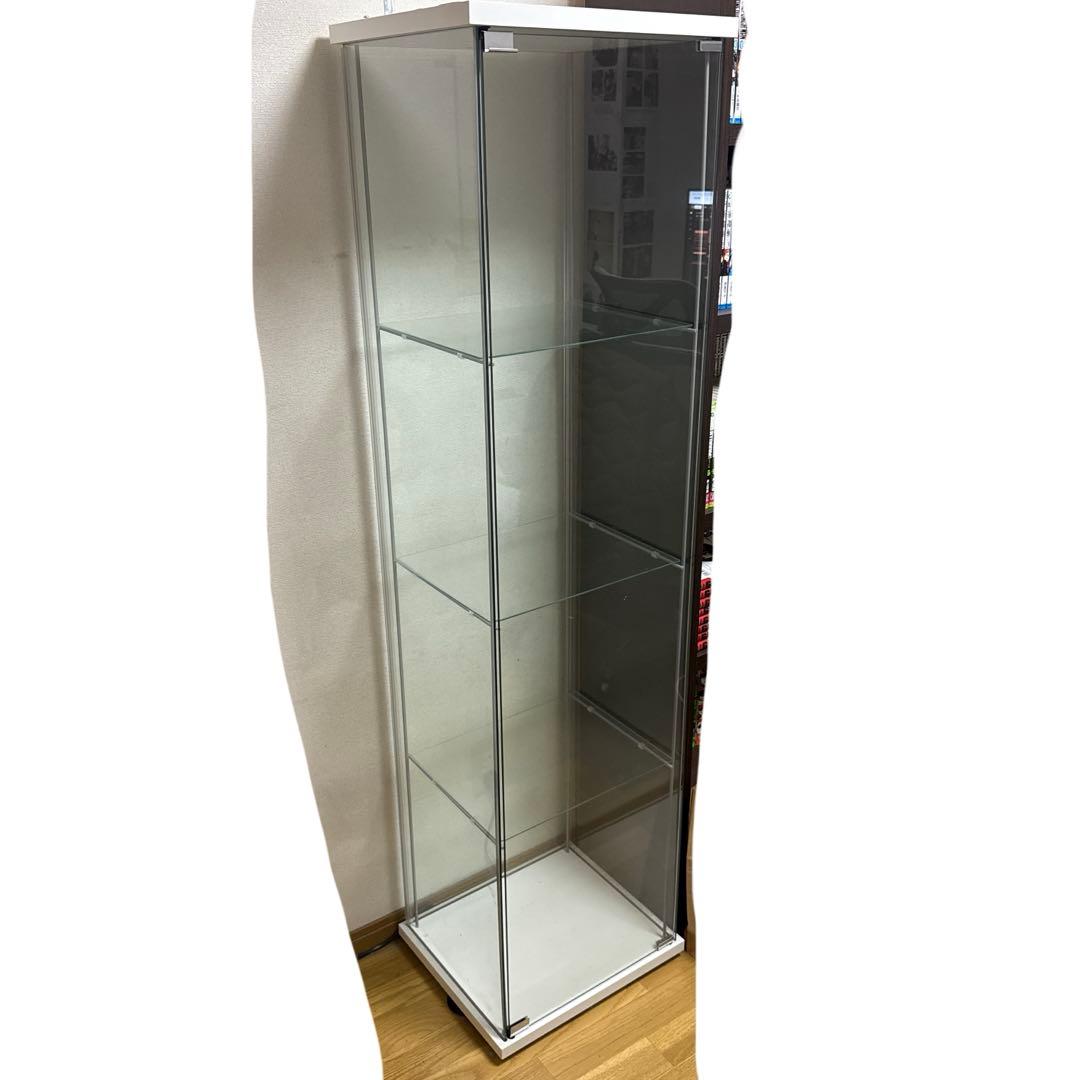 【説明書、パーツ付き】IKEA デトルフ　ガラス扉キャビネット　ホワイト