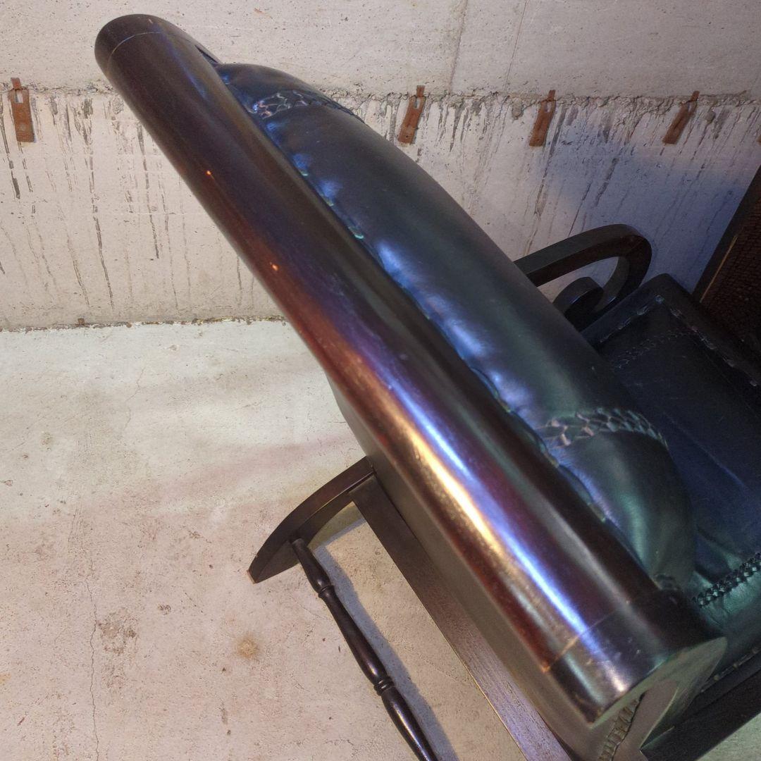 本革 英国調 パーソナルチェア アーム イギリス風 レザー 鋲打　ヴィンテージ