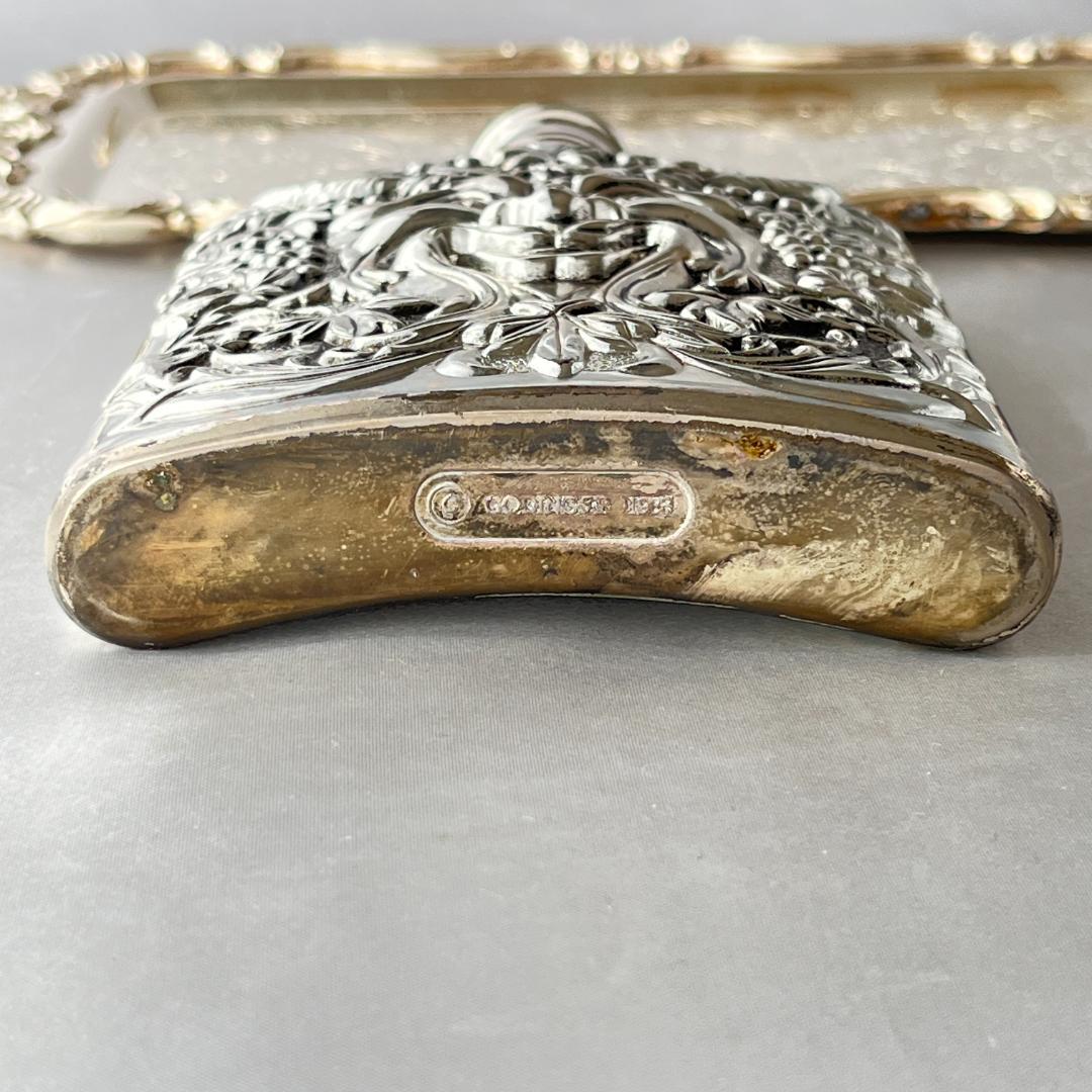 【Godinger】 バッカスのフラスク【シルバープレート】ウイスキーボトル